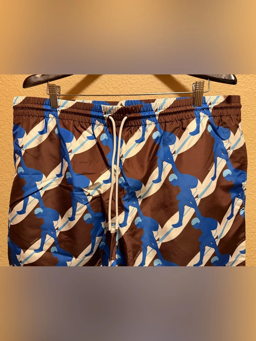 New Gucci Logo Swim Shorts Brown Size 56 / US XL 36 - 42 Waist